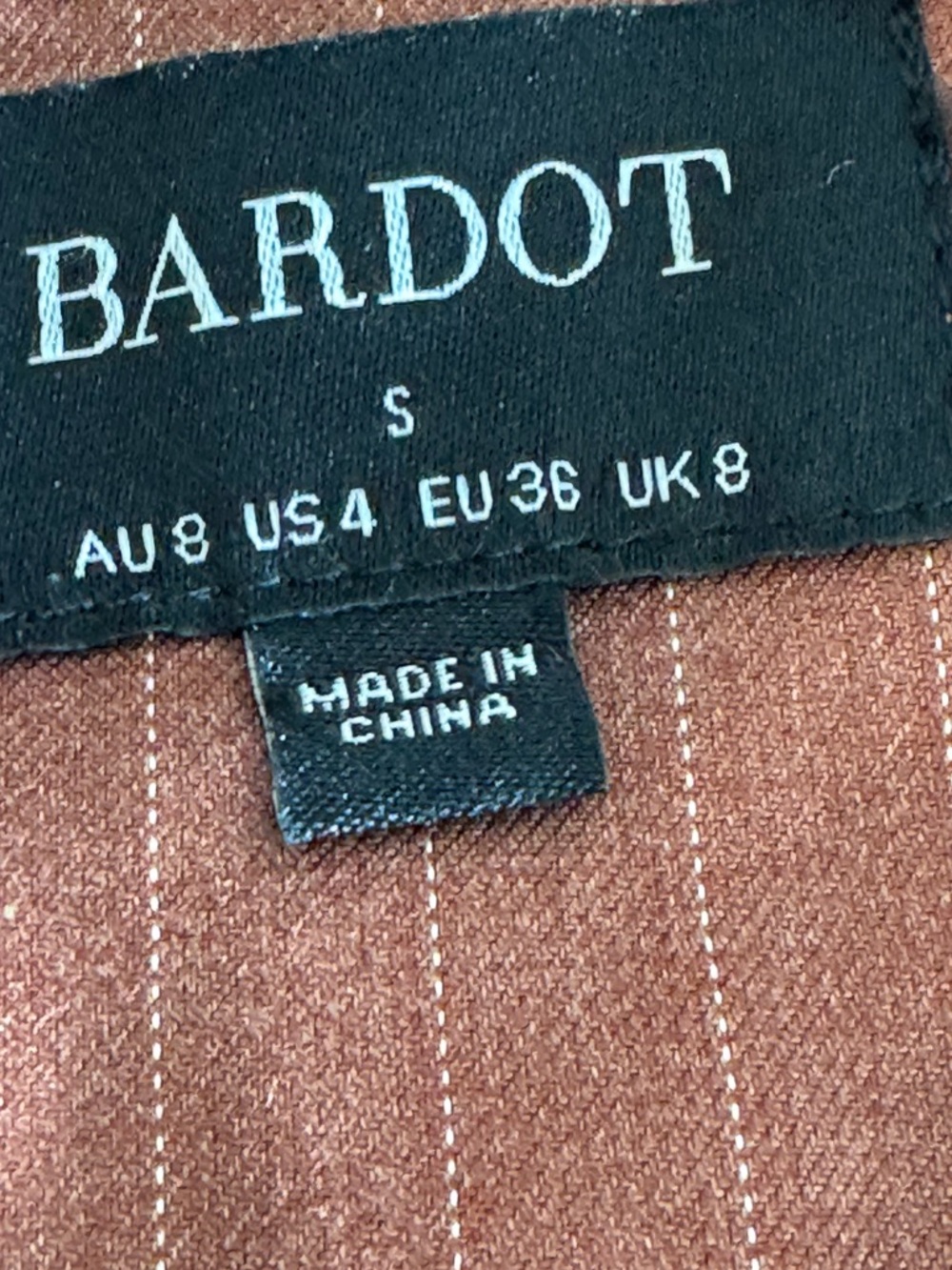 Bardot Blazer Womens size small pinstripe chestnut oversized Jacket front Button - Picture 8 of 13